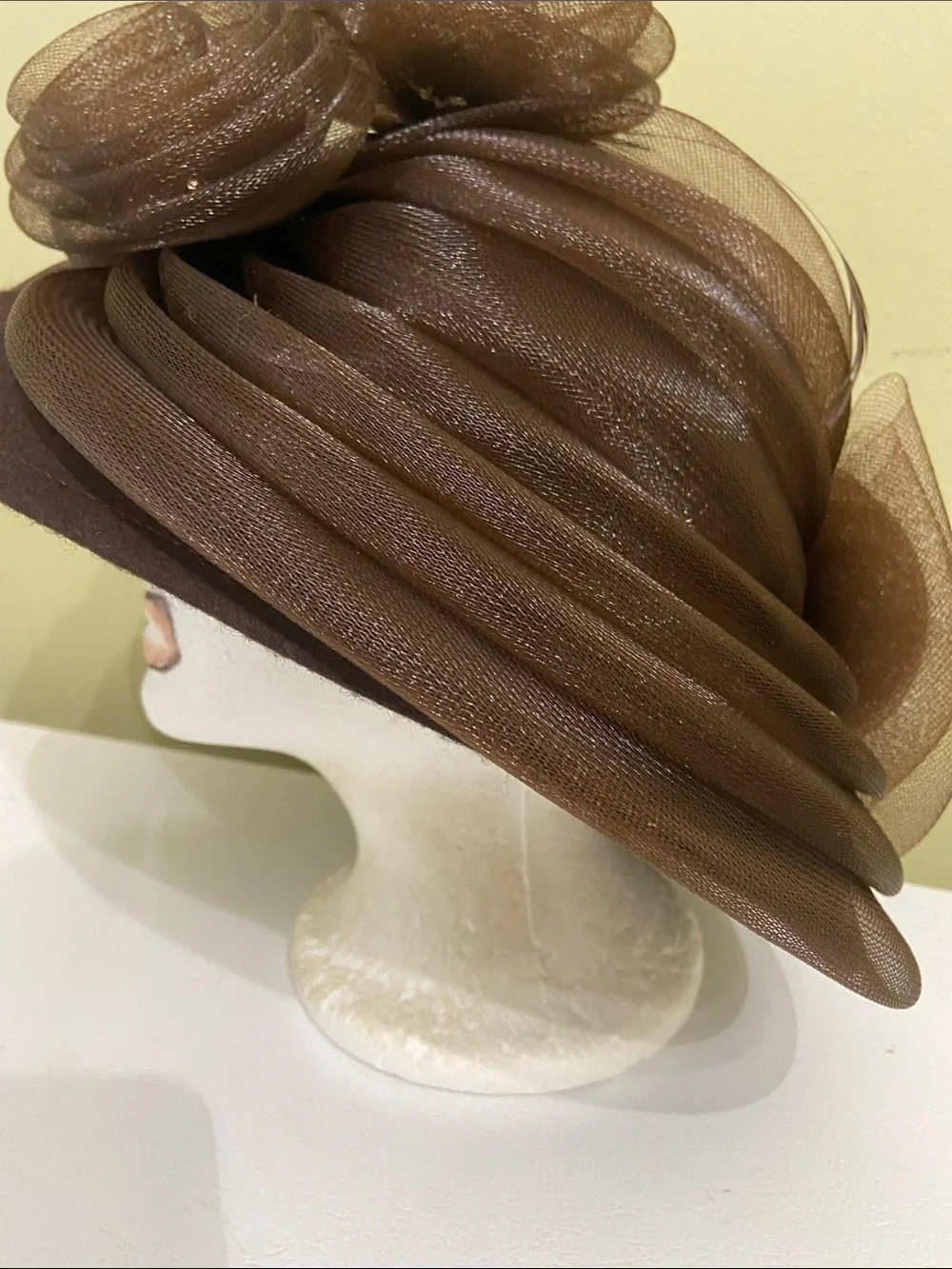 Beautiful Brown Dress Hat with Swirl Accent